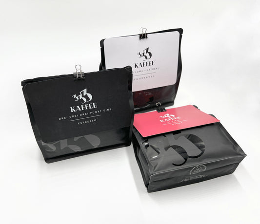 3x 333g Kaffee333 - Probierset (Espresso+Filter+Crema)